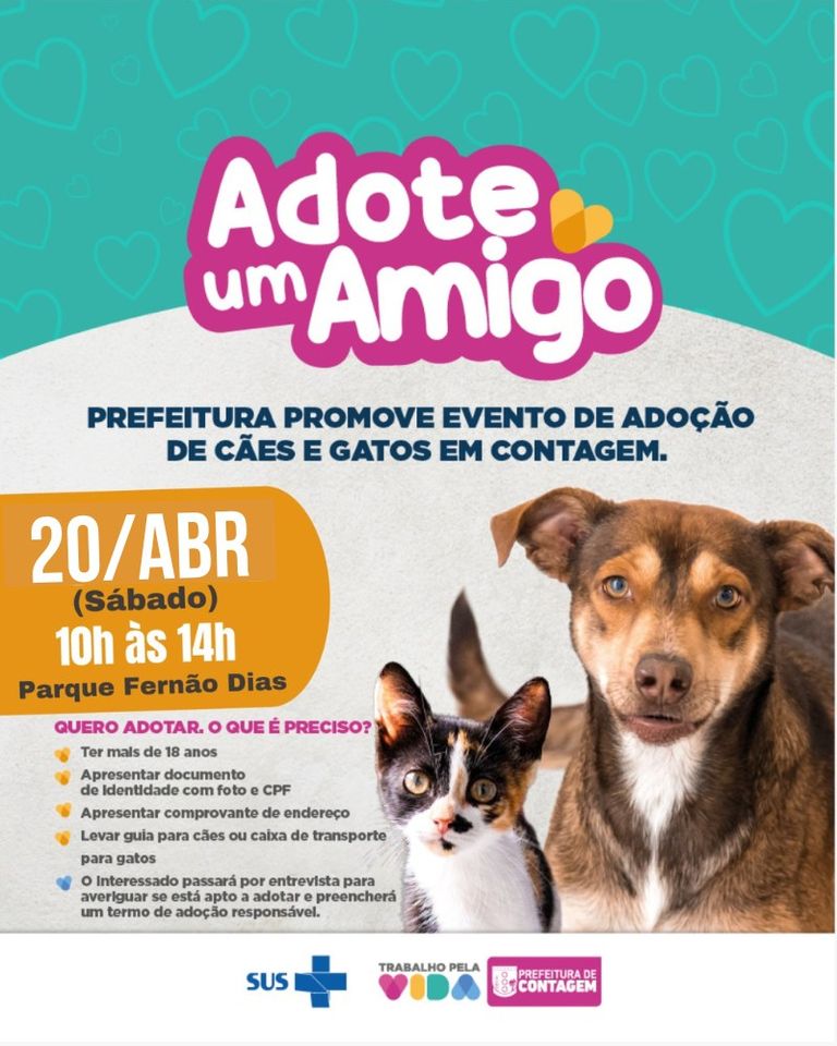 Feira e evento de adoção de cachorros e gatos - Encontre seu Novo Melhor Amigo no Evento de Adoção em Contagem! em Minas Gerais - Contagem