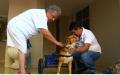 Servidor público constrói cadeiras de rodas de graça para cães que não conseguem andar, em Goiânia.