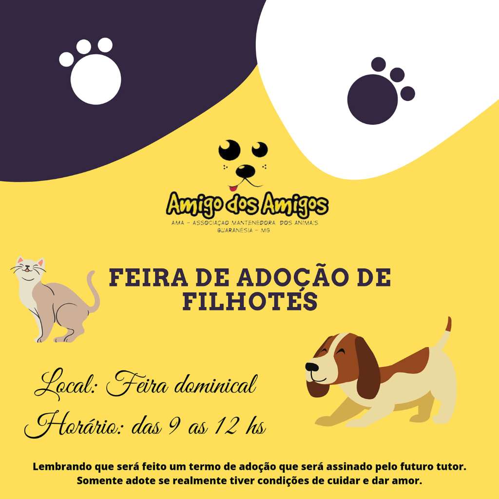 Feira e evento de adoção de cachorros e gatos em Guaranésia - Minas Gerais