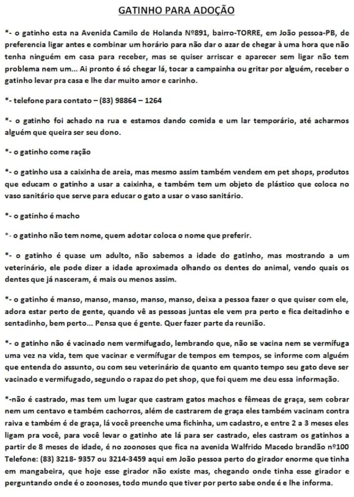 Gato ra a VIRA LATA idade 7 a 11 meses nome NÃO TEM NOME