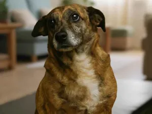 Cachorro raça SRD-ViraLata idade 6 ou mais anos nome Tigrinho