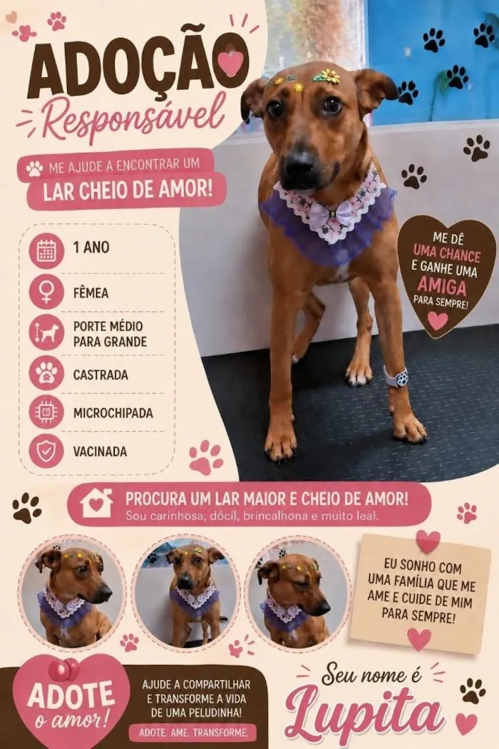 Cachorro raça SRD-ViraLata idade 6 ou mais anos nome Lupita