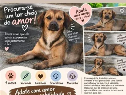 Cachorro raça SRD-ViraLata idade 1 ano nome Galega