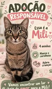 Gato raça SRD-ViraLata idade 4 anos nome Mili