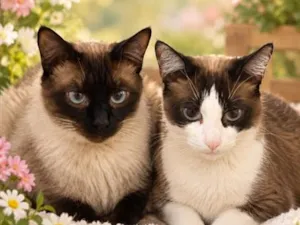 Gato raça Siamês idade 2 anos nome Zhoe e Guti 
