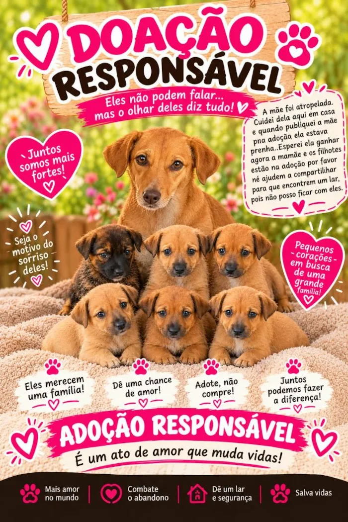 Cachorro raça SRD-ViraLata idade Abaixo de 2 meses nome caramelo e seus filhotes