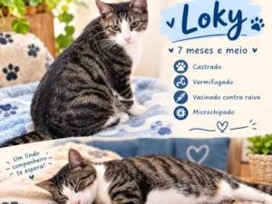 Gato raça SRD-ViraLata idade 7 a 11 meses nome Loki