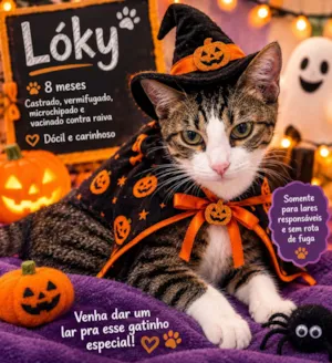 Gato raça SRD-ViraLata idade 7 a 11 meses nome Loki