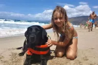 Cachorro salva menina de 8 anos que se afogava em praia.