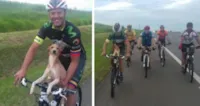 Ciclistas resgatam cão abandonado em SP