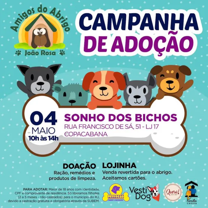Participe da nossa feira de adoção de animais e encontre seu novo melhor amigo. Venha fazer a diferença e adote um companheiro para toda a vida!