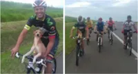 Ciclistas resgatam cão abandonado em estrada