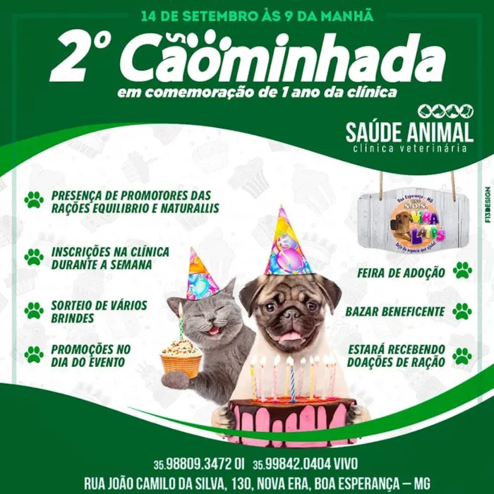 Participe da feira de adoção em Boa Esperança - MG. Encontre seu novo amigo e ajude a dar um lar a animais que precisam de você.