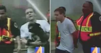Rapaz preso após entrar em casa em chamas