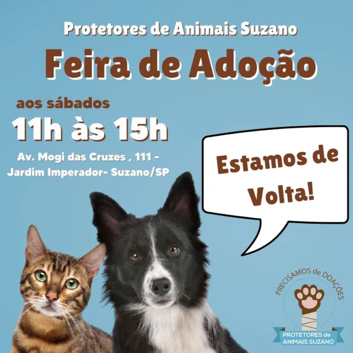 Participe da Feira de Adoção de Animais em Suzano no dia 20 de janeiro. Encontre seu novo amigo de quatro patas e faça a diferença na vida dele!