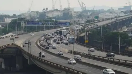Cachorro é resgatado na pista sentido Niterói da Ponte