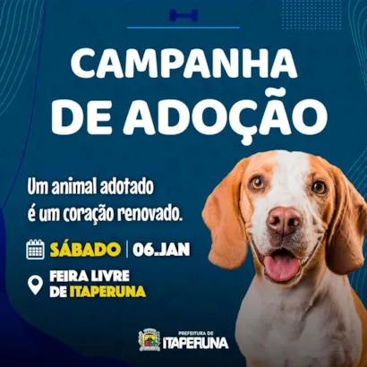 ???? **É tempo de abrir seu coração!** ????

Venha para a **Campanha de Adoção de Itaperuna** e conheça seu novo melhor amigo! Cada animalzinho está esperando por uma família especial como a sua para começar um novo capítulo repleto de amor e alegria.
