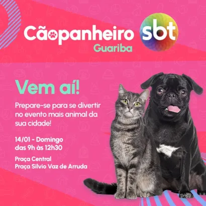 Venha participar do evento que vai aquecer os corações em Guariba! ????

?? Marque na sua agenda: 14 de Janeiro de 2024
?? Horário: Das 9h às 12h30
?? Local: Praça Central, Praça Sílvio Vaz de Arruda

???? O **Cãopanheiro SBT Guariba** está chegando