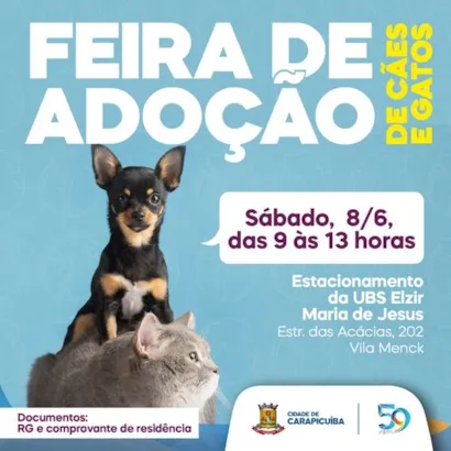 Feira de Adoção de Cães e Gatos em Carapicuíba: Encontre seu novo amigo!