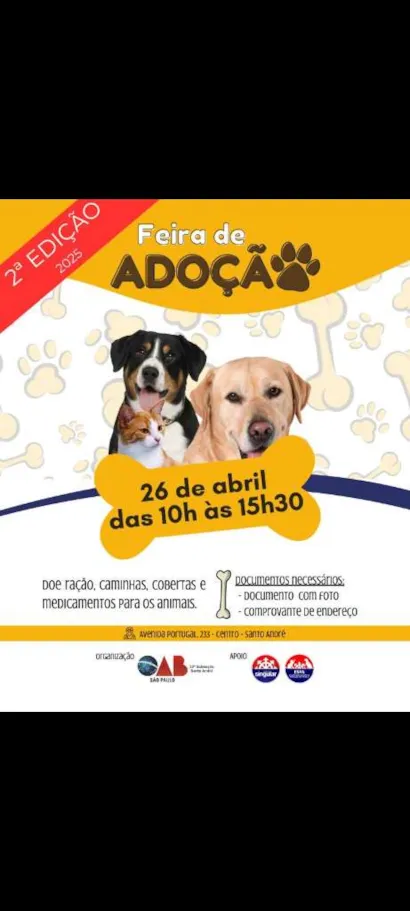 2ª Feira de Adoção de Animais em Santo André - Ache seu Novo Amigo!