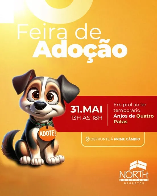 Participe da Feira de Adoção em Barretos no North Shopping. Dê um lar a um pet e faça a diferença!