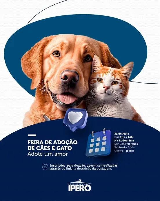 Participe da Feira de Adoção de Cães e Gatos em Iperó! Descubra o seu novo amigo de quatro patas em um evento especial. Confira as datas e venha adotar!