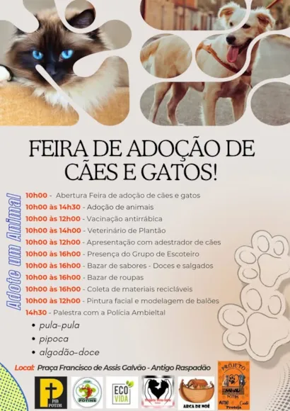 Venha Participar da Feira de Adoção de Cães e Gatos!