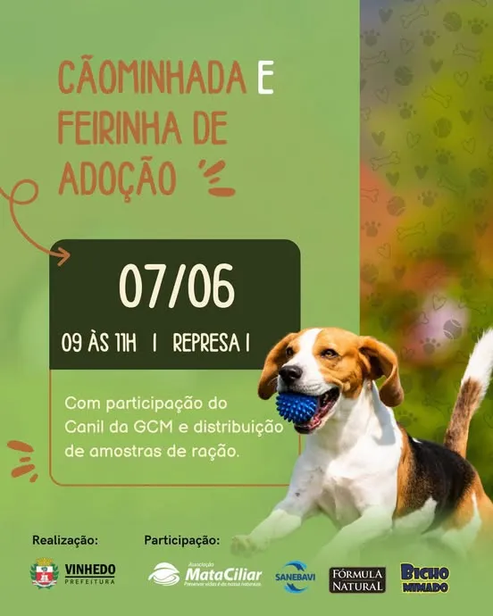 Cãominhada e Feirinha de Adoção em Vinhedo