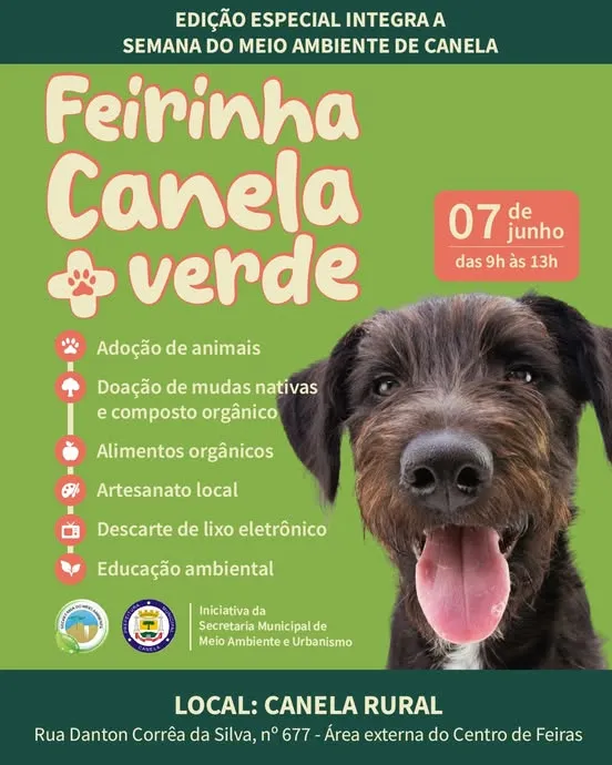 Junte-se à Feirinha Canela Verde em Canela, RS, para um evento de adoção de animais e consciência ambiental. Participação gratuita!