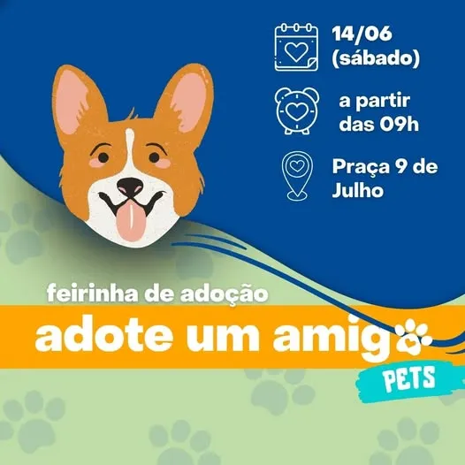 Participe da feira de adoção em Indaiatuba no dia 14/06/2025. Adote um amigo de estimação e faça a diferença!