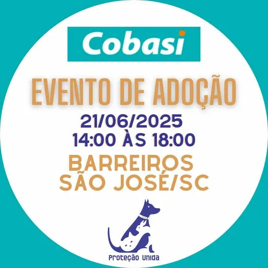 Participe da Feira de Adoção Cobasi em São José no dia 21/06/2025. Encontre seu novo amigo pet!