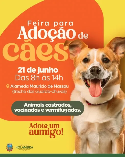 Participe da Feira de Adoção de Cães em Holambra no dia 21 de junho de 2025. Animais castrados, vacinados e prontos para serem adotados.