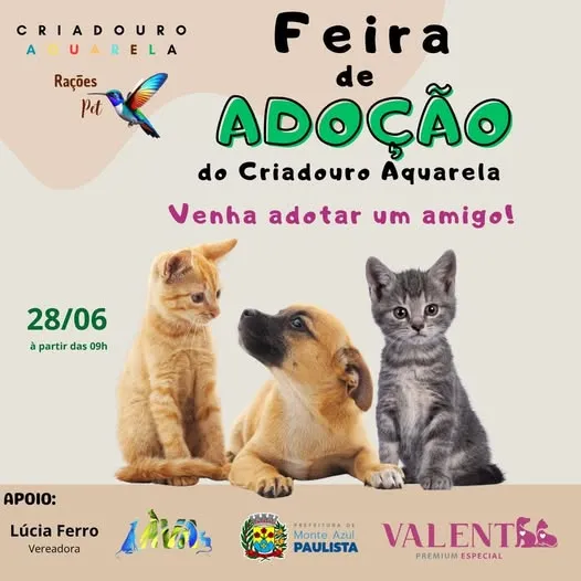 Venha para a Feira de Adoção do Criadouro Aquarela em Monte Azul Paulista e encontre seu novo amigo!