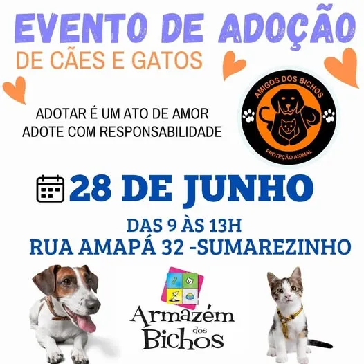 Participe do evento de adoção em Santos, SP e encontre seu novo amigo de estimação. Adotar é um ato de amor!
