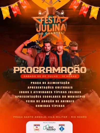 "Grande Festa Julina do Quartel com Feira de Adoção de Animais"
