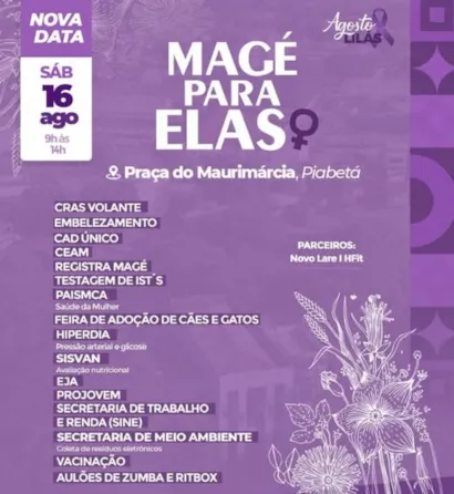 Evento "Magé Para Elas" com Feira de Adoção de Cães e Gatos