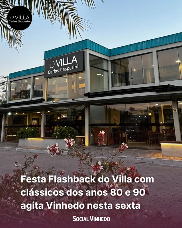 Festa Flashback no Villa Carlos Gasparini em Vinhedo! Música dos anos 80 e 90, entrada gratuita, gastronomia variada e diversão garantida. Nesta sexta!