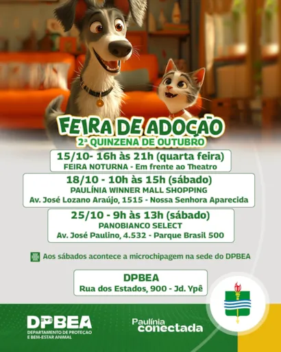 Feira de Adoção de Animais - Segunda Quinzena de Outubro