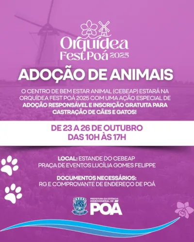 Orquídea Fest Poá 2025: Campanha de Adoção e Inscrição para Castração de Pets
