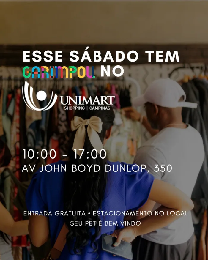 Feira de Adoção no Unimart Shopping Campinas neste sábado. Encontre seu novo melhor amigo das 10h às 17h. Entrada gratuita e seu pet é bem-vindo!