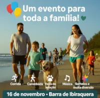 Evento Familiar com Corrida, Caminhada e Feira de Adoção na Barra de Ibiraquera