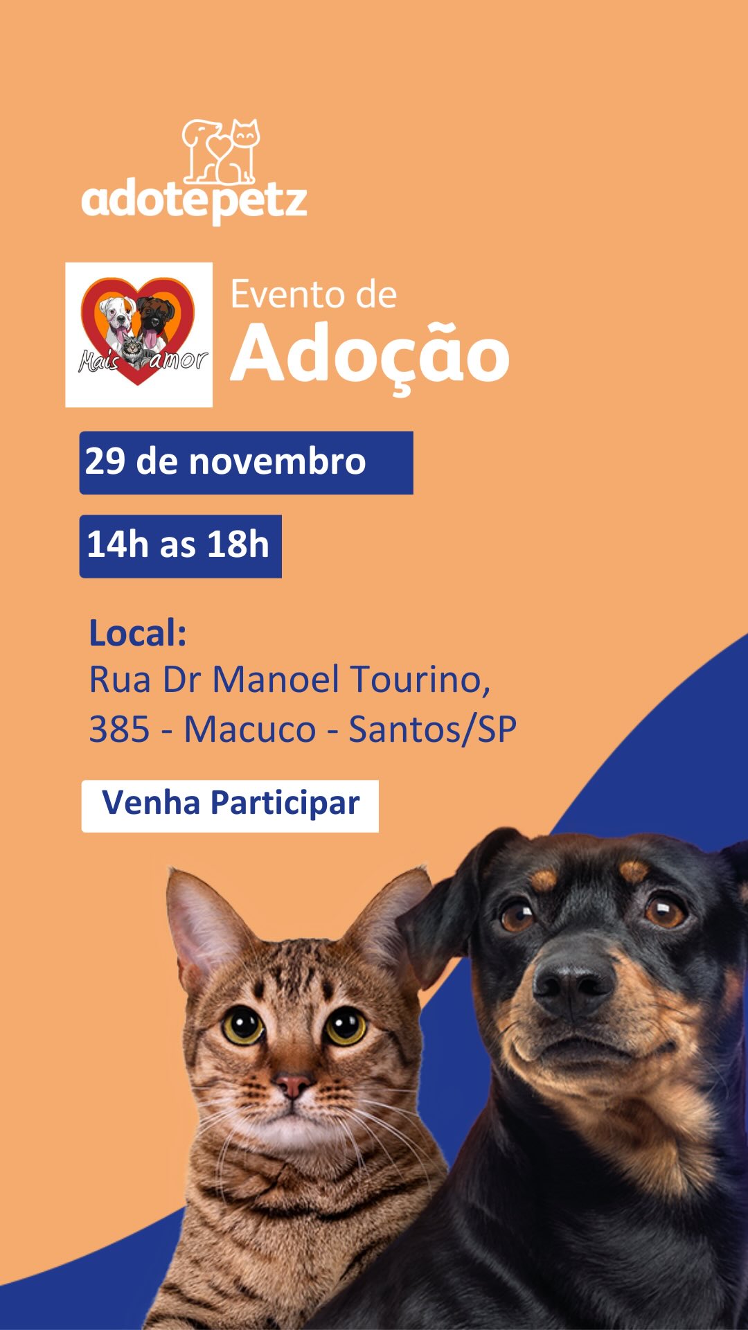 Evento de Adoção Petz & ONG Mais Amor