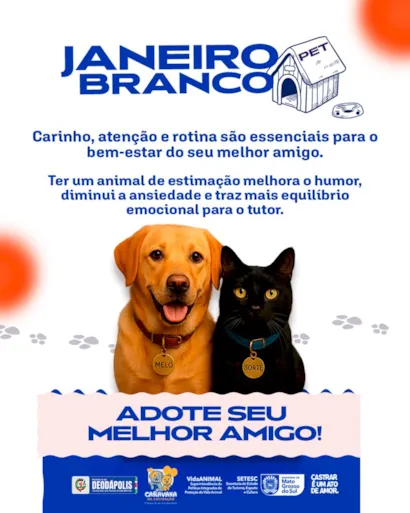 Janeiro Branco: Adoção Responsável Fortalece a Saúde Mental e o Bem-Estar Animal