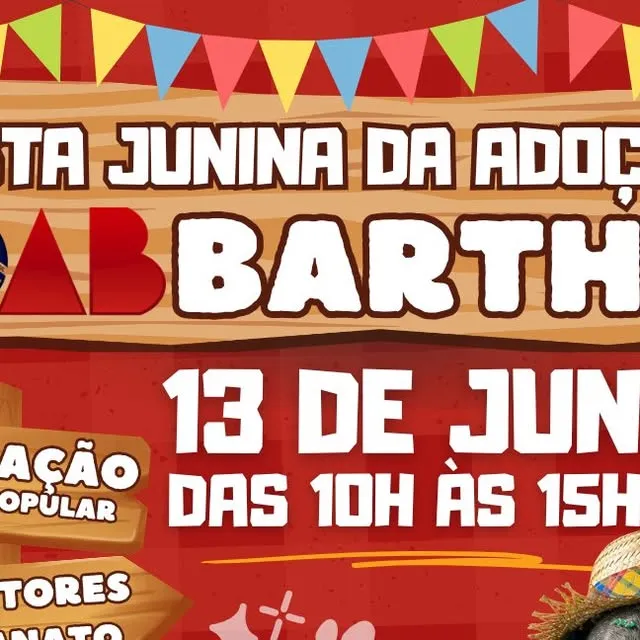 Participe da Festa Junina da Adoção na OAB Barthô! Contribua para a causa animal e aproveite um dia cheio de alegria e fofura.