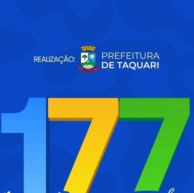 Participe da festa de 177 anos de Taquari de 02 a 05 de julho, com shows, cultura, atividades para crianças e feira pet.
