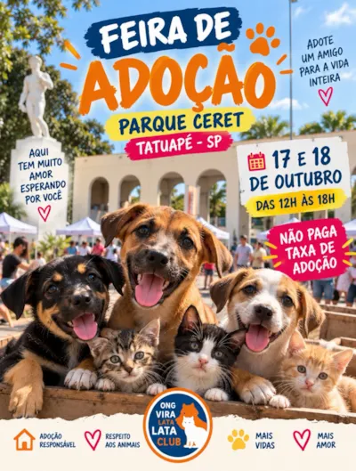 Feira de adoção de cães e gatos no Parque CERET em São Paulo