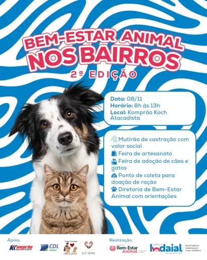 Feira de adoção em Indaial reúne cães e gatos