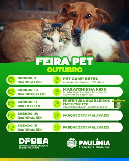 Feira de adoção em Paulínia: Feira Pet outubro