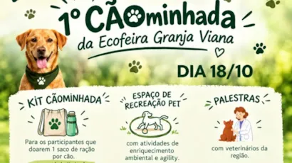 Feira de adoção em Cotia acontece em 18 de outubro, das 7h30 às 12h30, com cães e gatos vacinados, caminhada e atividades pet.