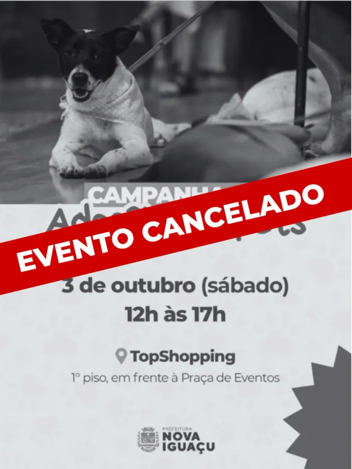 No dia 18 de outubro, a campanha de adoção será no Shopping Nova Iguaçu, em Nova Iguaçu, reunindo pets à espera de um lar.